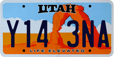UT license plate Y143NA
