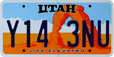 UT license plate Y143NU