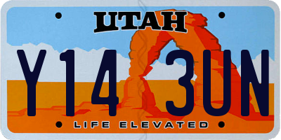 UT license plate Y143UN