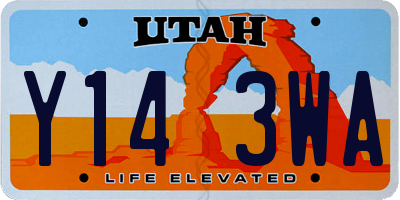 UT license plate Y143WA