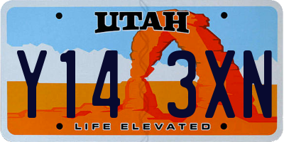UT license plate Y143XN