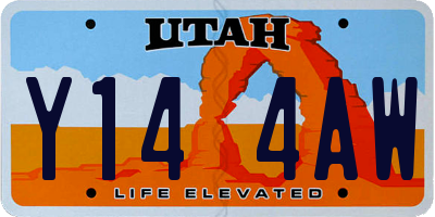 UT license plate Y144AW
