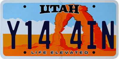 UT license plate Y144IN