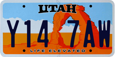 UT license plate Y147AW