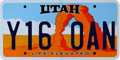 UT license plate Y160AN