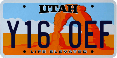 UT license plate Y160EF