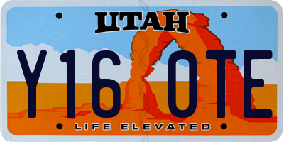 UT license plate Y160TE