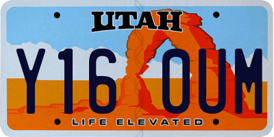 UT license plate Y160UM