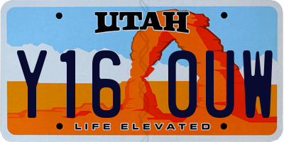 UT license plate Y160UW