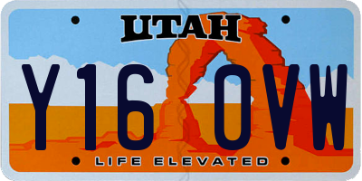 UT license plate Y160VW