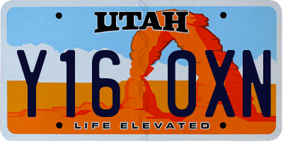 UT license plate Y160XN