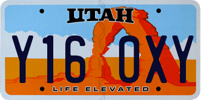 UT license plate Y160XY