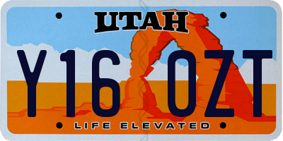 UT license plate Y160ZT
