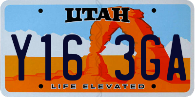 UT license plate Y163GA