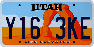 UT license plate Y163KE