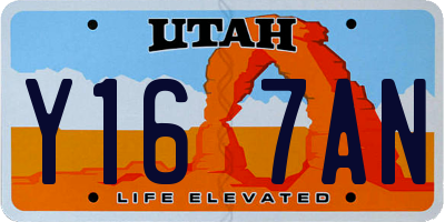 UT license plate Y167AN