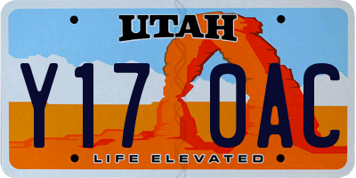 UT license plate Y170AC