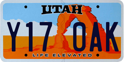 UT license plate Y170AK