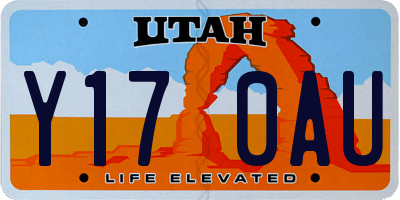 UT license plate Y170AU