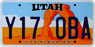 UT license plate Y170BA