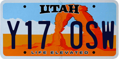 UT license plate Y170SW