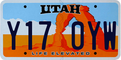 UT license plate Y170YW