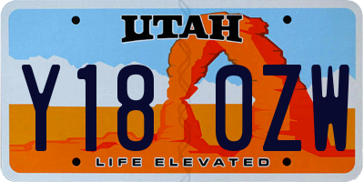 UT license plate Y180ZW