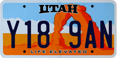UT license plate Y189AN