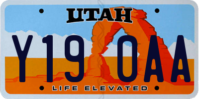 UT license plate Y190AA