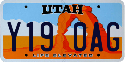 UT license plate Y190AG