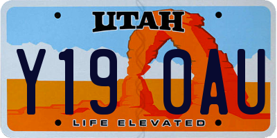 UT license plate Y190AU
