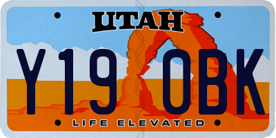 UT license plate Y190BK