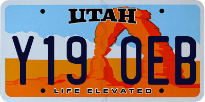 UT license plate Y190EB