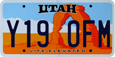 UT license plate Y190FM