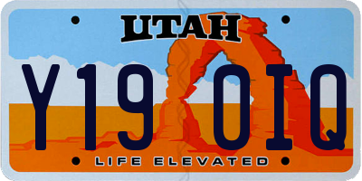 UT license plate Y190IQ