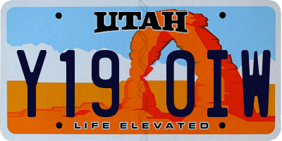 UT license plate Y190IW