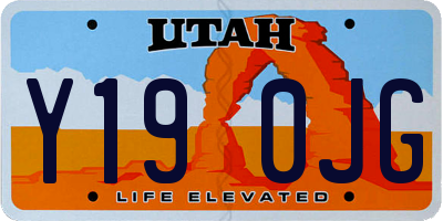UT license plate Y190JG