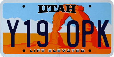 UT license plate Y190PK