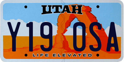 UT license plate Y190SA