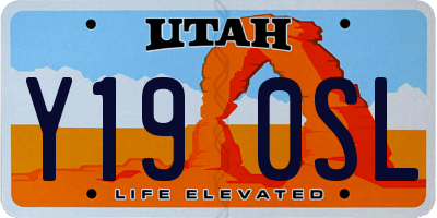 UT license plate Y190SL