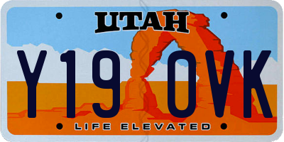 UT license plate Y190VK