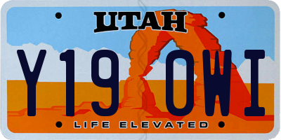 UT license plate Y190WI