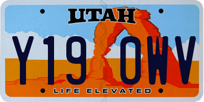 UT license plate Y190WV