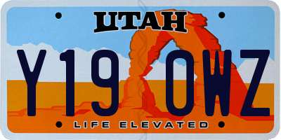 UT license plate Y190WZ