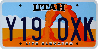 UT license plate Y190XK