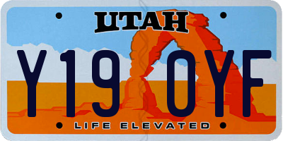 UT license plate Y190YF