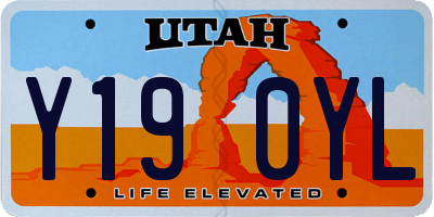 UT license plate Y190YL