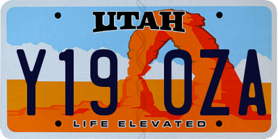 UT license plate Y190ZA