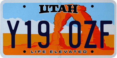 UT license plate Y190ZF