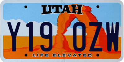 UT license plate Y190ZW